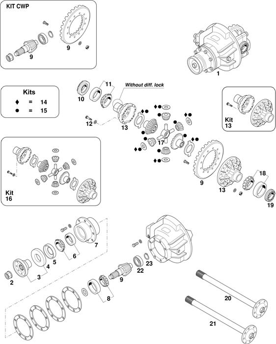 Iveco-30 — Axles Eurocargo Rockwell 125E (w/out diff.lock): 100E15 / 100E18 / 100E21
