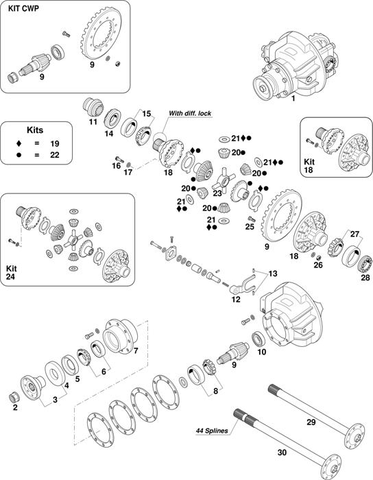 Iveco-30 — Axles Eurocargo Rockwell 130E (with diff.lock): 130E18 / 150E15 / 150E18 / 150E23