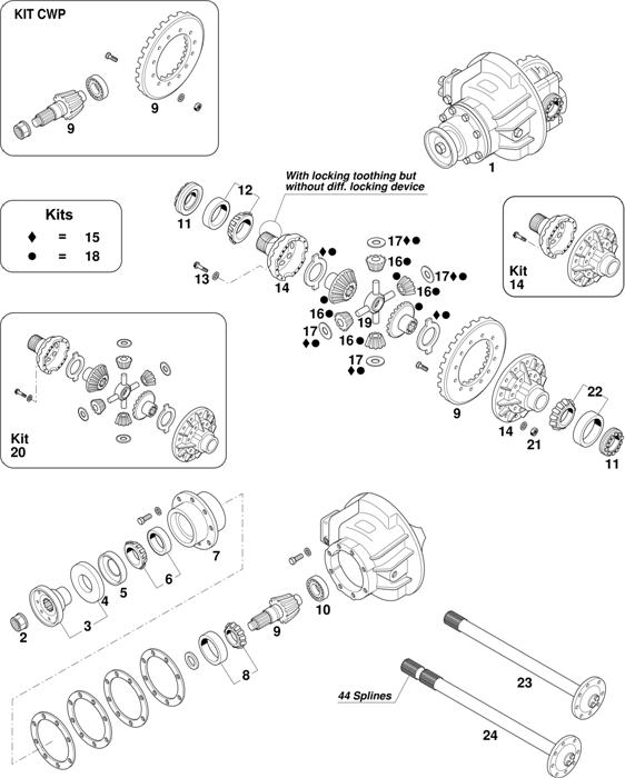 Iveco-30 — Axles Eurocargo Rockwell 140E (w/out diff.lock): 150E15 / 150E18 / 150E23 / 170E23 / 280E23 / TECTOR 150E18
