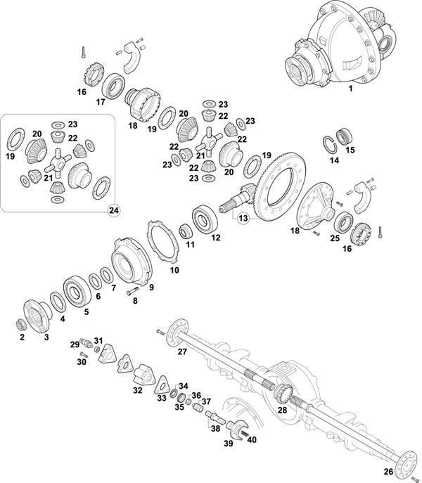 MAN-56 — Rear Axle - 2nd Generation - Axle with Ring Gear � 485 mm: HY-13110