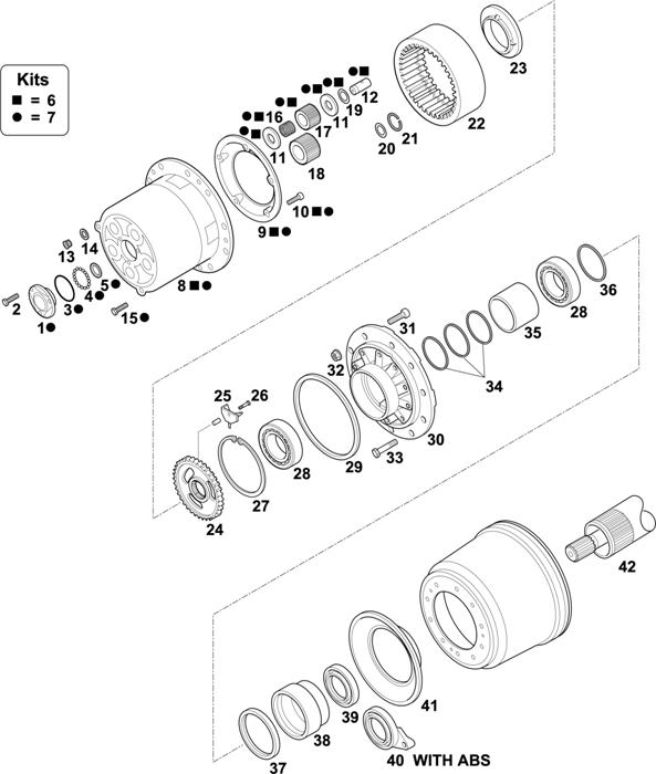 Scania-74 — HUBS FOR AXLES RP 735/835 / RBP 735/835: AD 1101P RAYS WHEEL, DRUM BRAKE / AD/ADA 1501P RAYS WHEEL, DRUM BRAKE