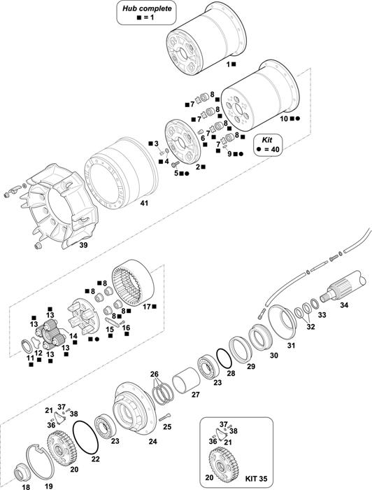 Scania-74 — HUBS FOR AXLES RP 832 / RBP 832: AD 100 24" RAYS WHEEL / AD/ADA 1500P 20"/22,5"/24" RAYS WHEEL