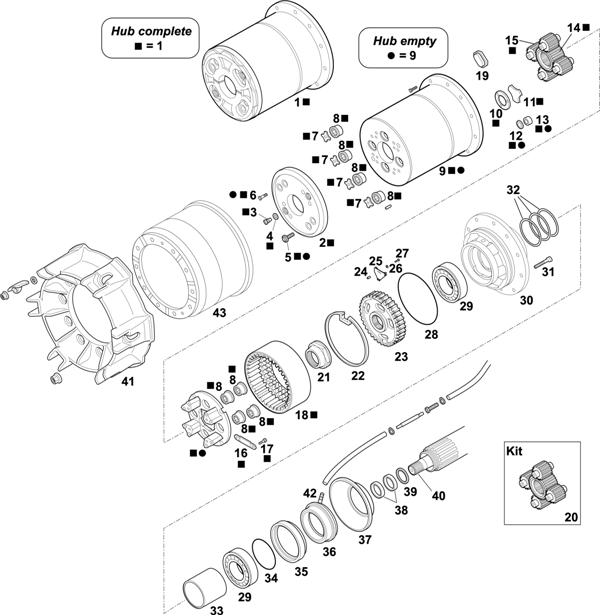 Scania-74 — HUBS FOR AXLES RP 831 / RBP 831: AD 100 24" RAYS WHEEL