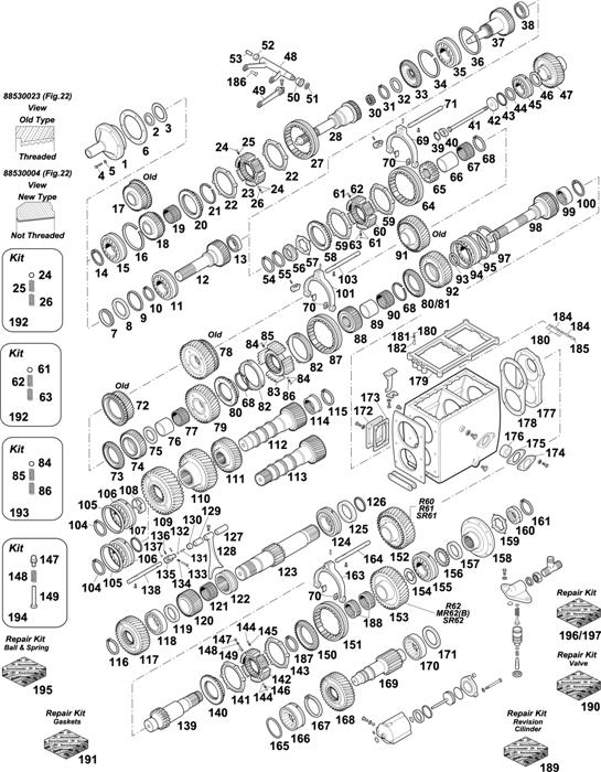 Volvo-88 — Gearbox: R60 / R61 / R62 / MR62 / MR62B / SR61 / SR62