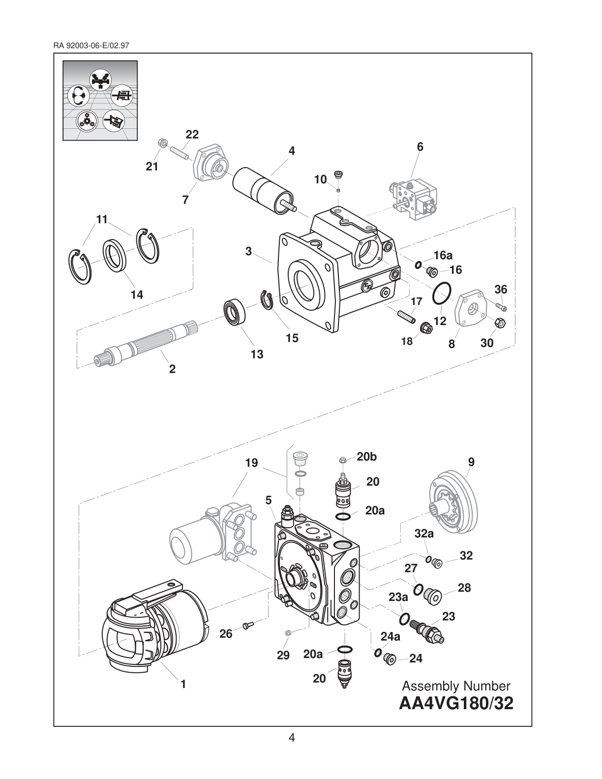 Bosch Rexroth A4VG180 — манжеты вала и торцевая крышка